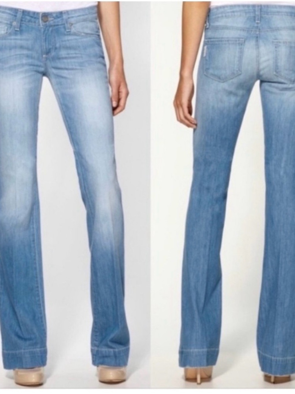 PAIGE Light Wash Flare Jeans in Faded Blue